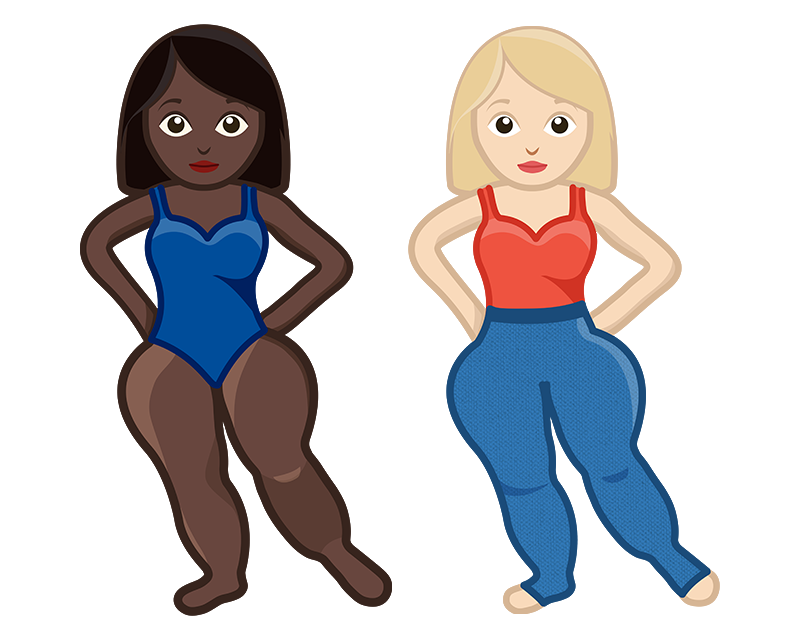 Two lipedema emoji depicting women with different skin tones wearing JOBST® compression garments. Two lipedema emoji depicting women with different skin tones wearing JOBST® compression garments.